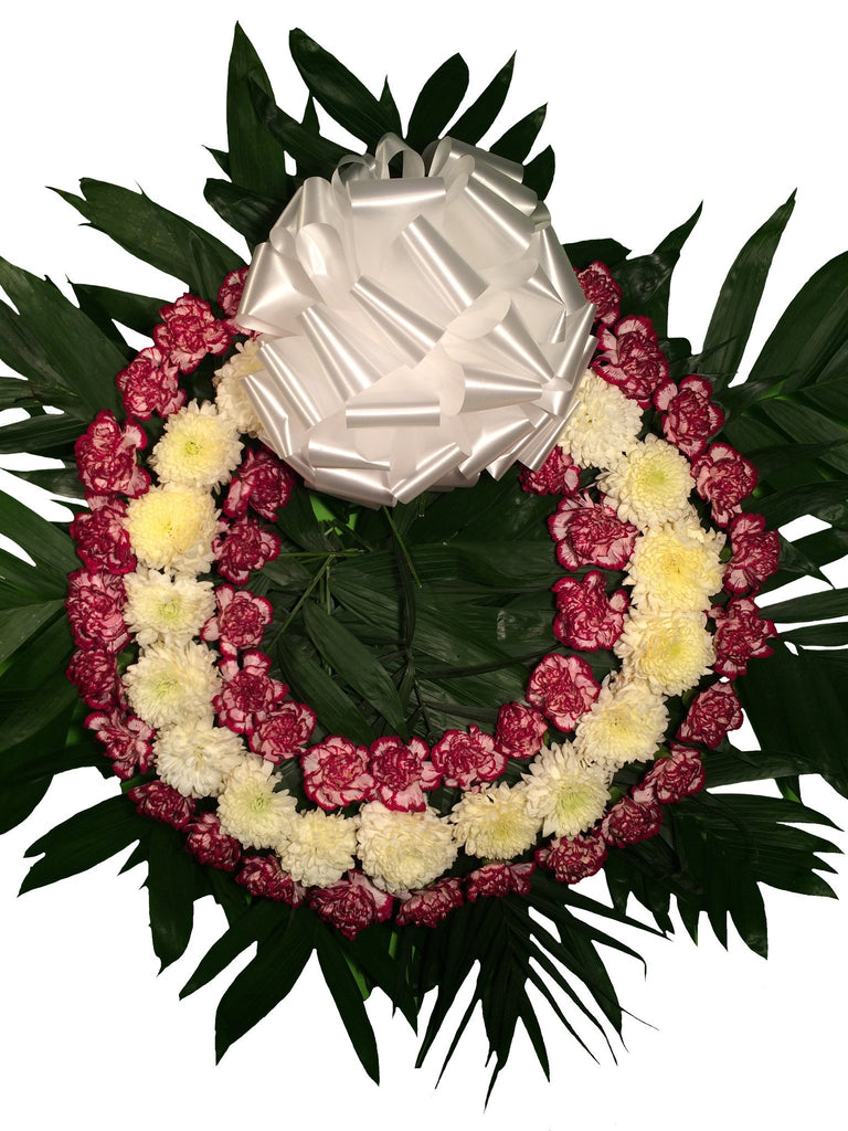 Corona ( 55 cm ) Polar - Clavel Jaspeado Con Moño