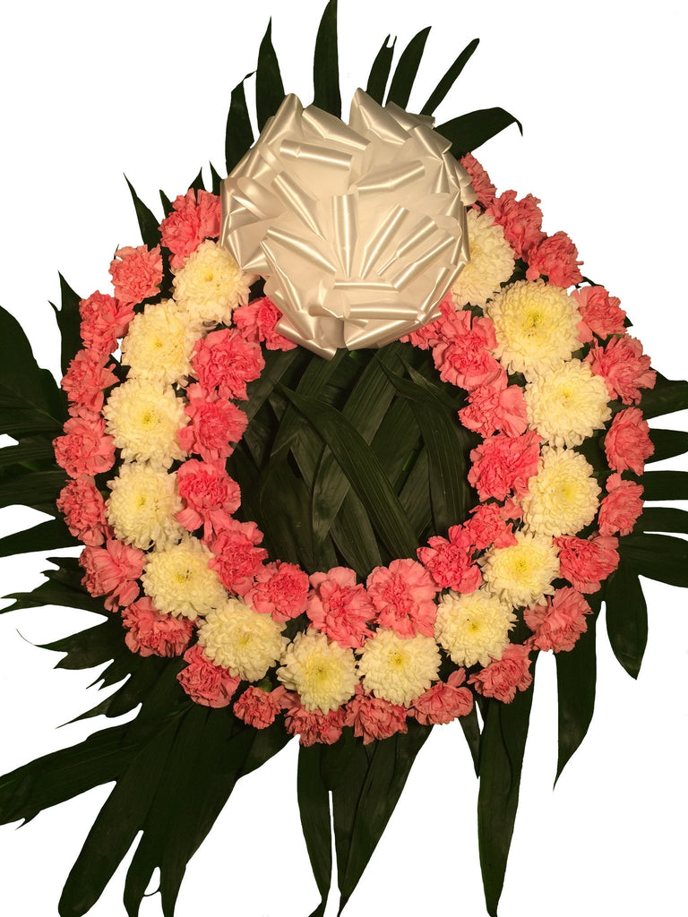 Corona ( 55 cm ) Polar - Clavel Rosa Pastel con Moño