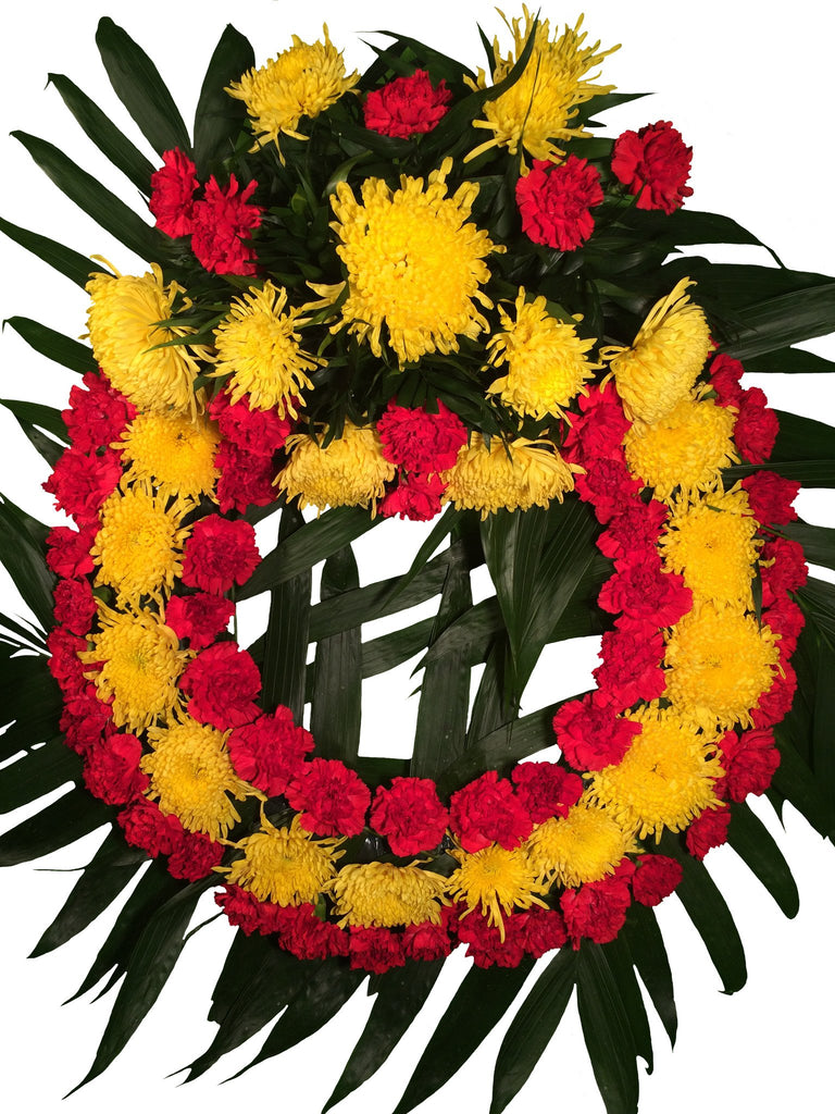 Corona ( 65 cm ) Codorniz - Clavel Rojo con Copete