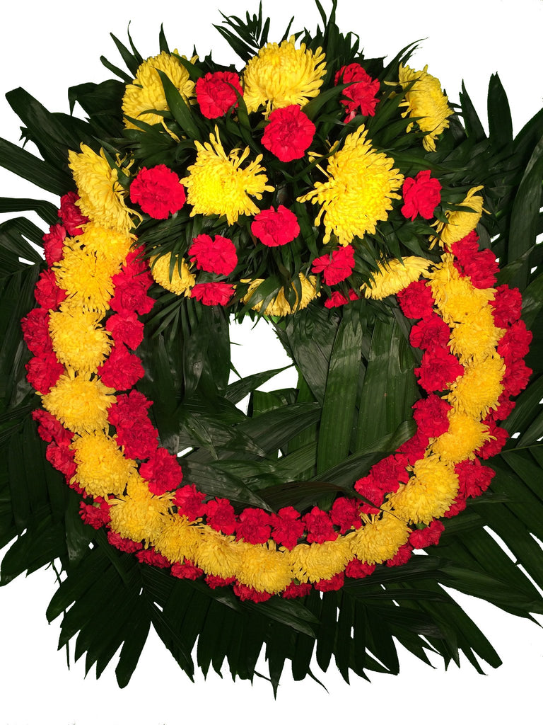 Corona ( 70 cm ) Codorniz - Clavel Rojo con Copete