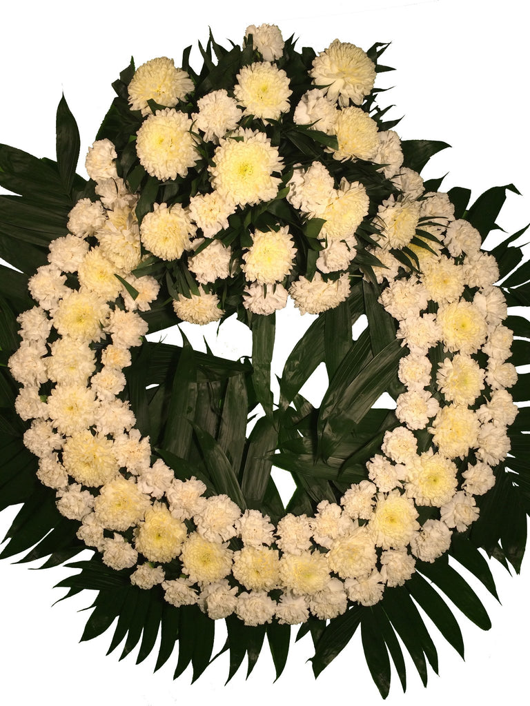 Corona ( 70 cm ) Polar - Clavel Blanco Con Copete