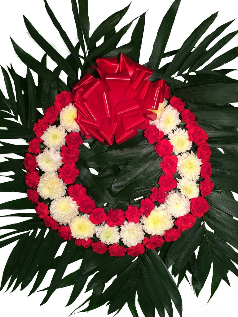 Corona ( 55 cm )Polar - Clavel Rojo Con Moño